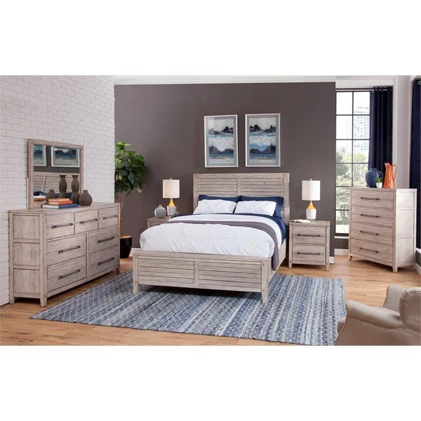 American Woodcrafters Aurora Whitewashed King Panel Headboard