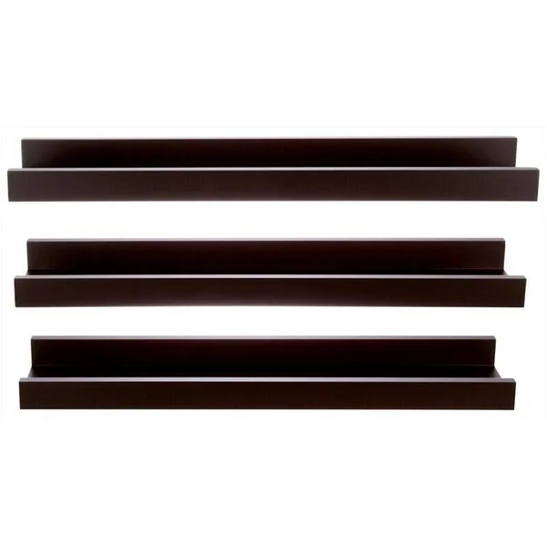 Pemberly Row Modern Edge Frame Ledge Set of 3 Espresso Engineered Wood