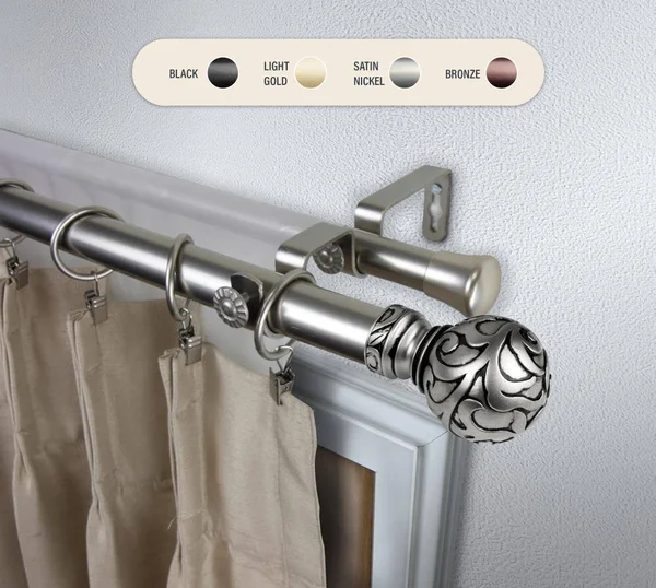 Hart & Harlow 1-in Antonia 160-in to 240-in Satin Nickel Steel Double Curtain Rod, L100-47-1605-D