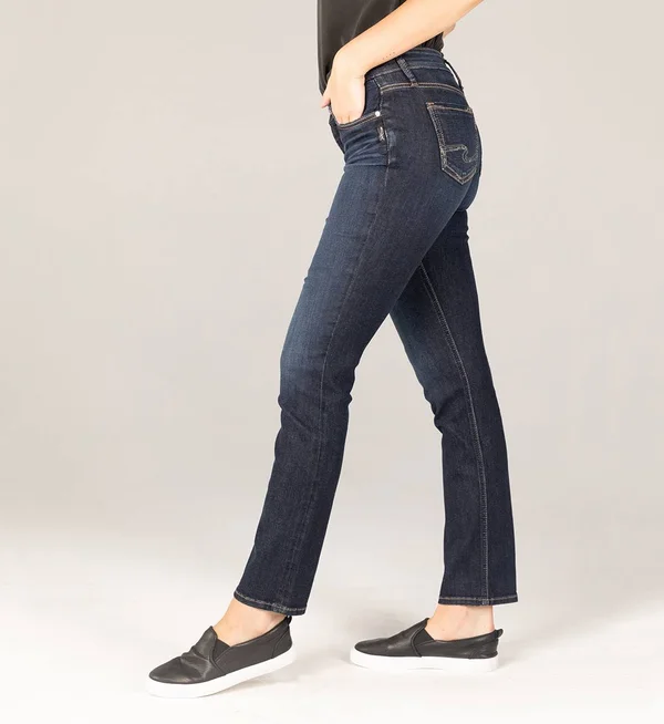 Silver Jeans Women's Suki Mid Rise Straight Leg Jeans Dark Wash in Dark Indigo 36 x 29 - Cotton/Elastane/Polyester
