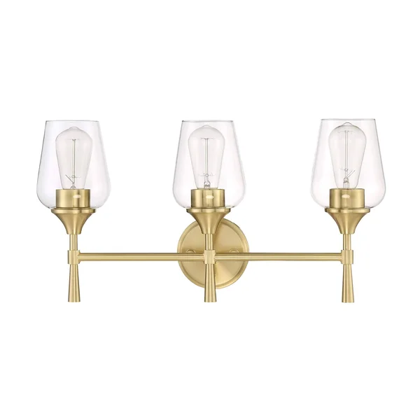Sunset Lighting F27013-18 Three Light Stella Vanity - Clear Glass - with Champagne Gold Finish