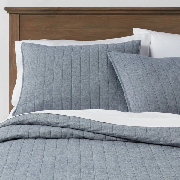 Blue Chambray Linen Blend Quilt (King) - Threshold