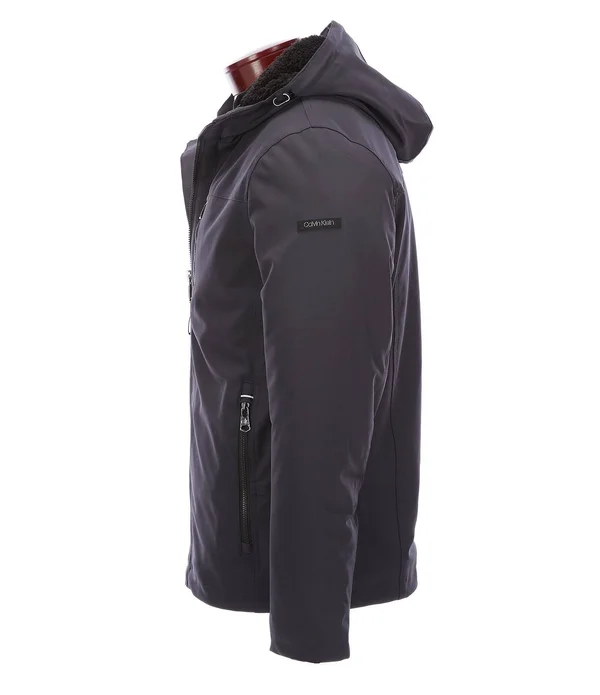 Calvin Klein Soft Shell Hood Full-Zip Jacket - Mens, XL, Iron