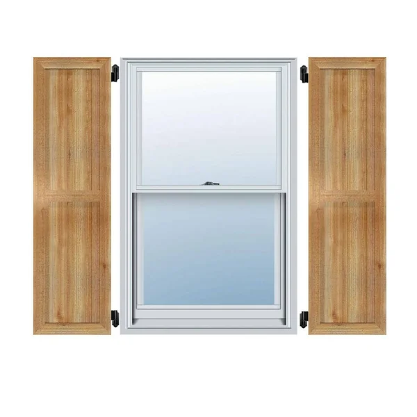 6 3/4x22W x 50x22H TimberCraft Two 3 3/8x22 Boards Framed Board-n-Batten Shutters, Rough Sawn Western Red Cedar (Per Pair)