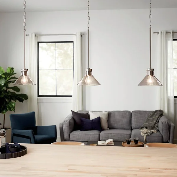 Kichler Sley Brushed Nickel Modern/Contemporary Tinted Glass Cone Mini Pendant Light, 82332
