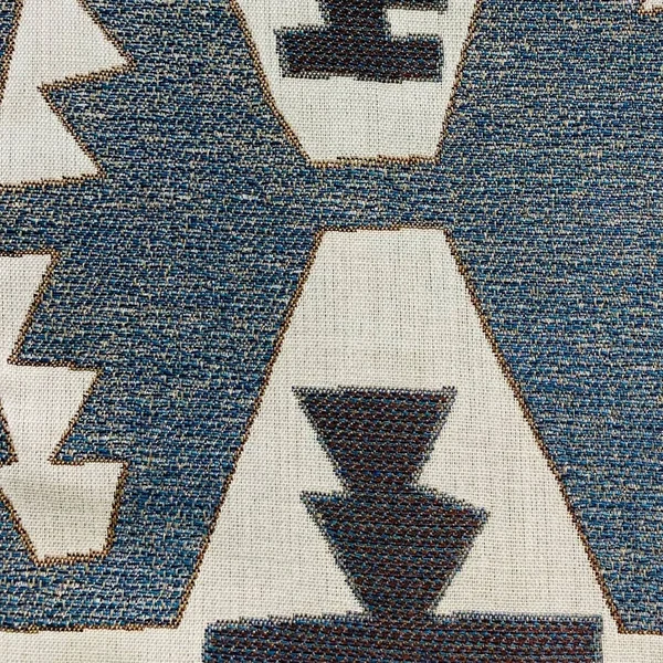 Plutus Brands Wild Chumash Blue Brown Geometric Luxury Outdoor/Indoor Throw Pillow 18x22x18x22