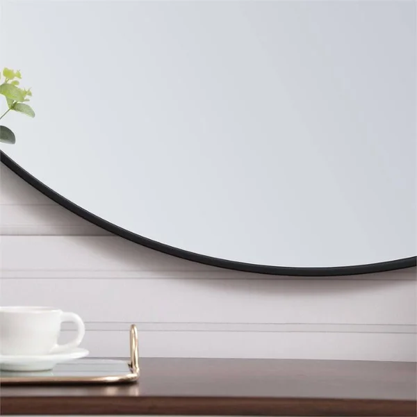 Elegant Decor MR4739BK 39 in. Metal Frame Round Mirror with Decorative Hook Black