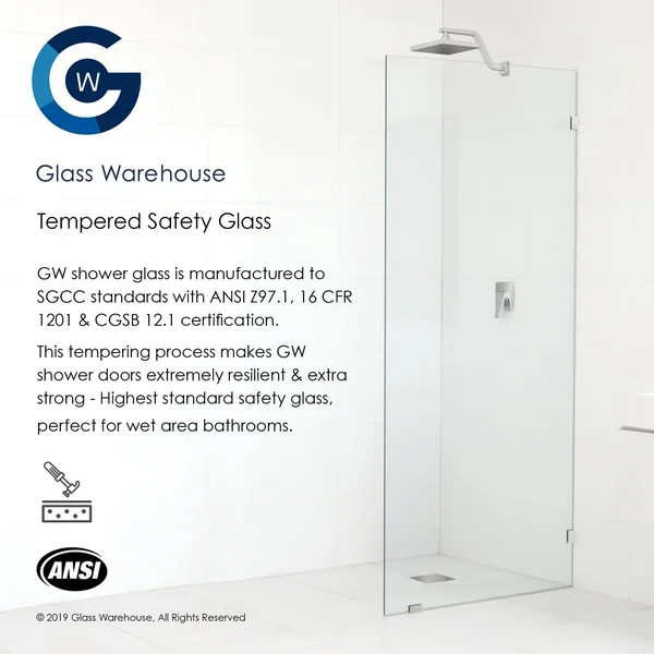 Glass Warehouse GW-WH-47-25-BN 47.25x22 W x 78x22 H Hinged Frameless Shower Door Finish: Nickel