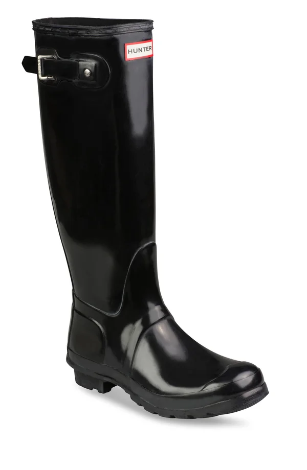 Hunter Women's Original Tall Gloss Rain Boot - Size: 5, Black