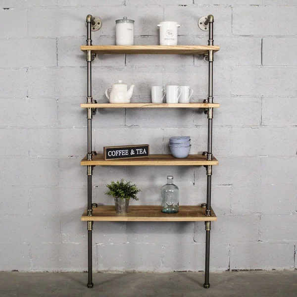 Sacramento Industrial Chic 33 Wide 4-Tier Etagere Bookcase