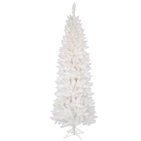 Vickerman 7.5& Sparkle White Spruce Pencil Christmas Tree with Clear Lights