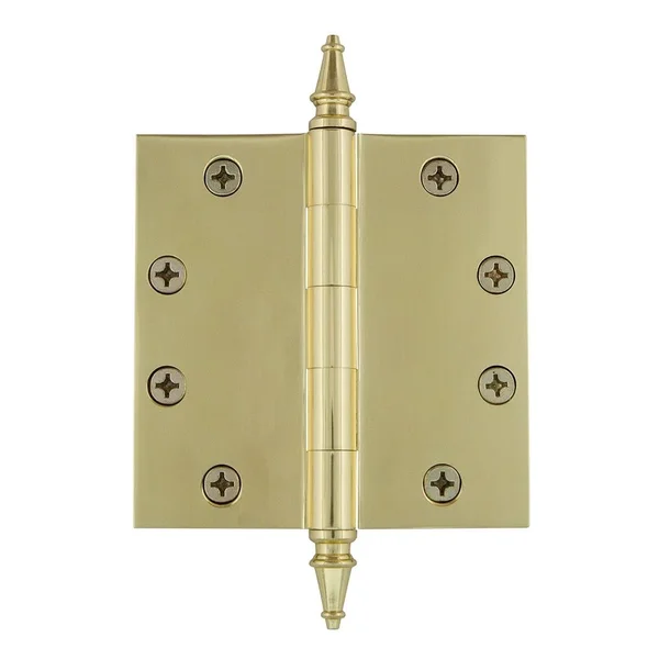 Grandeur Hardware 4.5x22 Steeple Tip Heavy Duty Hinge Square Corners in Polished Brass