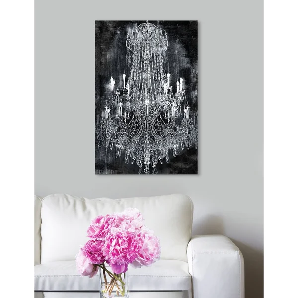 Oliver Gal &Crushed Velvet Chandelier& Fashion and Glam Wall Art Canvas Print - Black, White (16 x 24)
