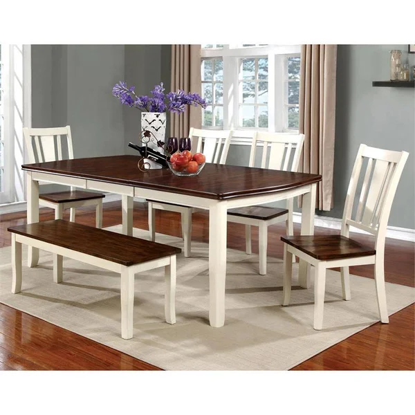 Furniture of America Delila Extendable Dining Table in Vintage White