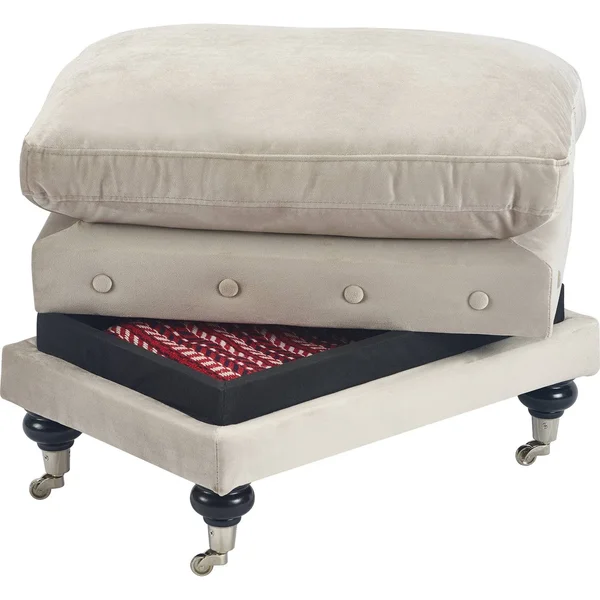 Elle Decor Amery Tufted Storage Ottoman - Taupe