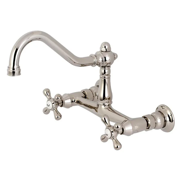 Kingston Brass KS3241AX Vintage 8x22 Wall-Mounted Two-Handle Vessel Sink Faucet, Polished Chrome