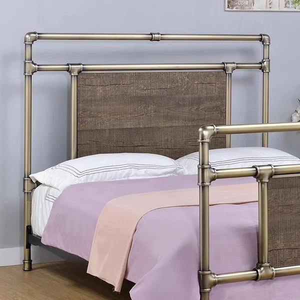 Mantua 1450017 Exmore Metal Headboard Antique Brass - Twin