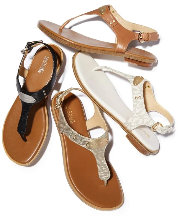 Michael Michael Kors MK Plate Thong Logo Sandals