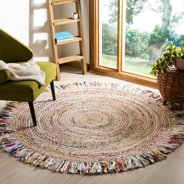 Safavieh Cape Cod CAP206A Area Rug Ivory, Red 5& x 5& Round