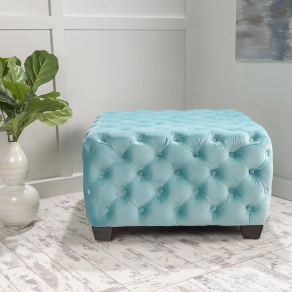 Melvek Grey New Velvet Ottoman