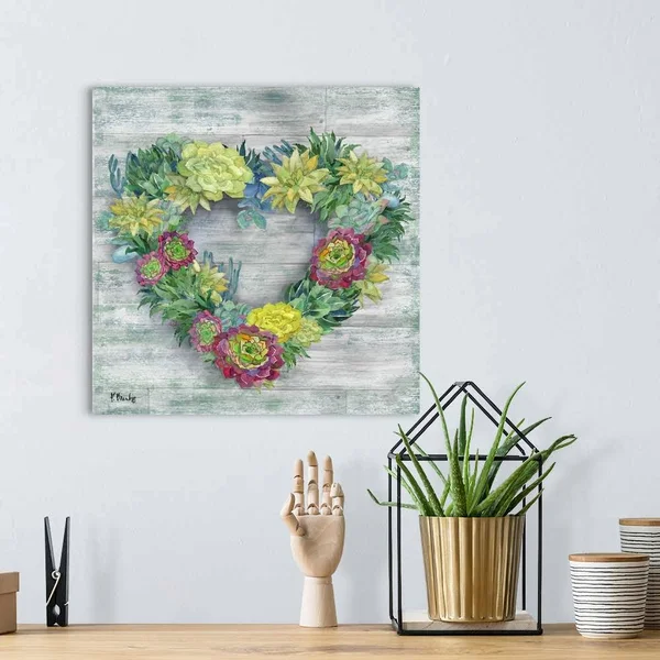 Succulent Wreath II, Canvas Wall Art, 16x16, Great Big Canvas