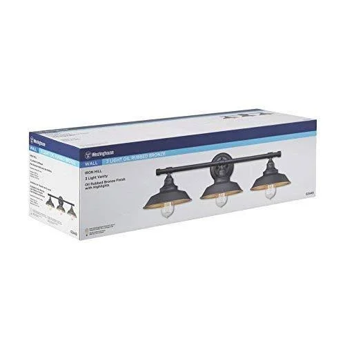 Westinghouse 6344900 Iron Hill 30x22 Wide 3 Light Bathroom Vanity Light with Metal Oil Rubbed Bronze