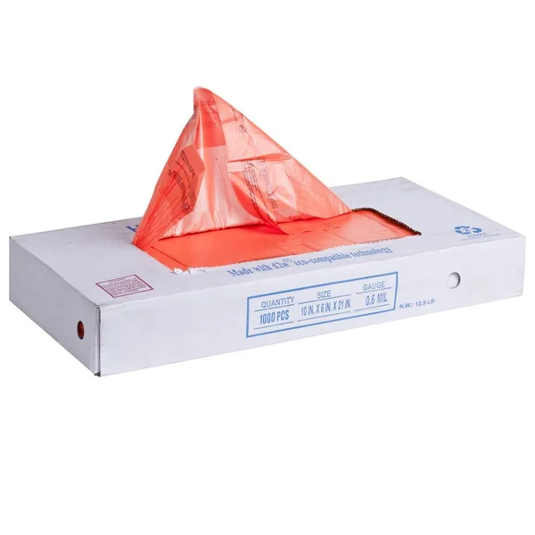Zoro Select 5dup6 T-Shirt Bags, Orange, 21 in. L, pk1000