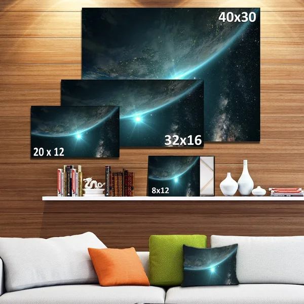 Design Art Sunrise in Earth from Space Contemporary Landscape Canvas Art - 40X20x22