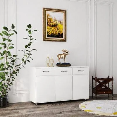 Sideboard Buffet with 3 Doors and 3 Drawers Latitude Run Color: White