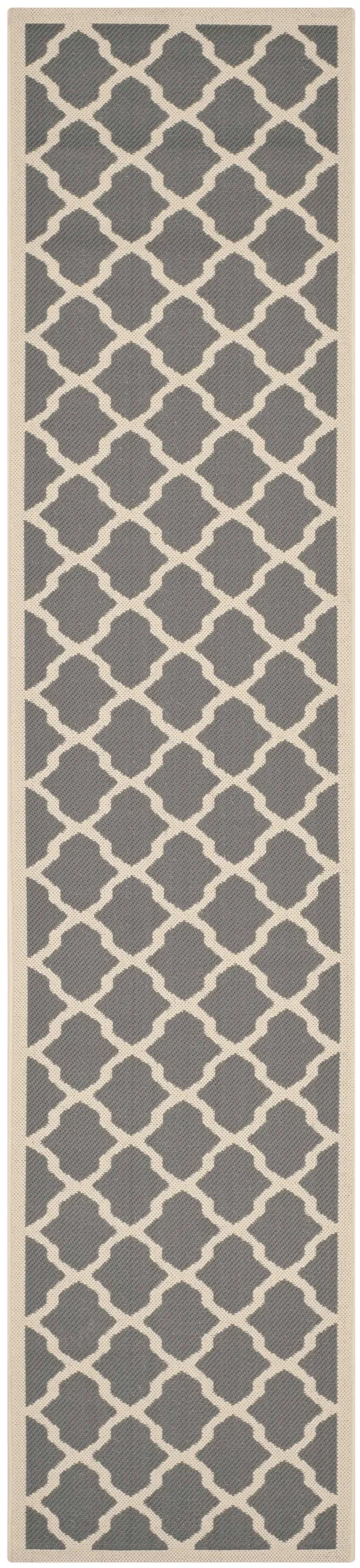 Safavieh Courtyard Anthracite & Beige 2&-3x22 x 8& Indoor/Outdoor Rug