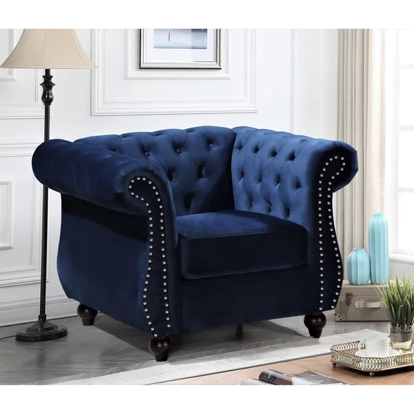 Kemos Classy Velvet Chesterfield Armchair - Green