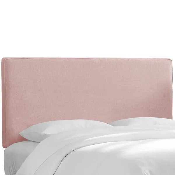 King Harper Box Seam Headboard Blush Pink Linen - Skyline Furniture