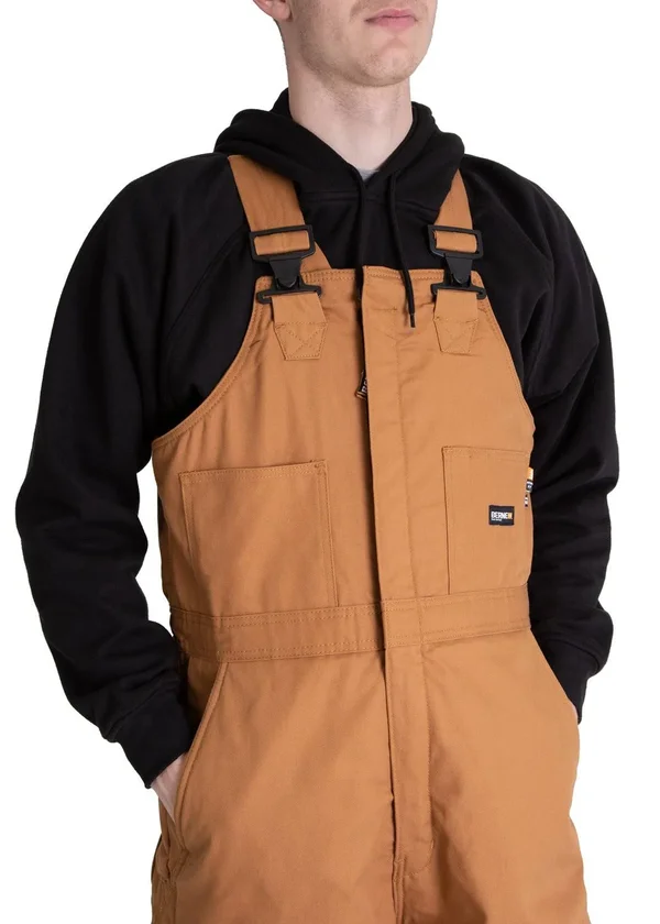 Berne Apparel FRB05BDR440 FR Deluxe Bib Brown Duck - Large