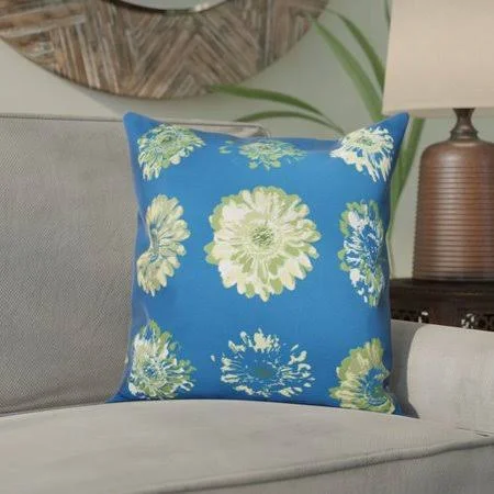 Bungalow Rose Willa Floral 2 Outdoor Throw Pillow Size: 20x22 H x 20x22 W - Color: Teal/Green