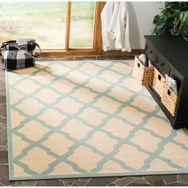 Safavieh Linden LND122K Aqua/Cream 9& x 12& Area Rug