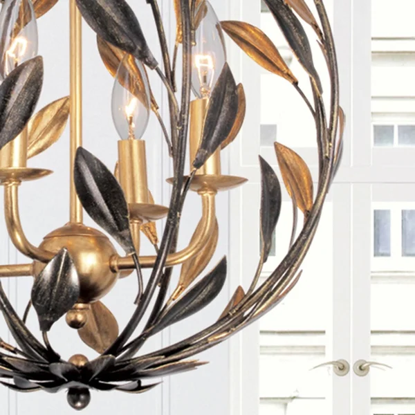 Crystorama Broche 4 Light English Bronze & Antique Gold Sphere Mini Chandelier - 504-EB-GA