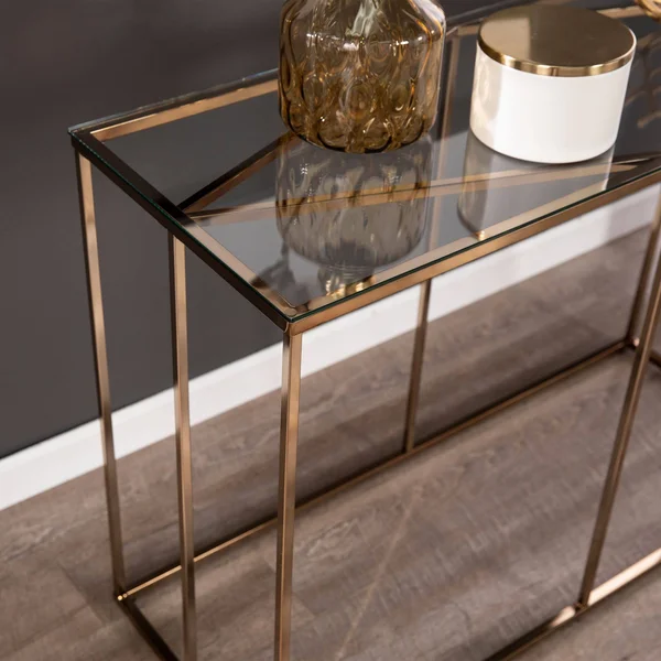 42x22 Clear and Gold Contemporary Rectangular Top Console Table