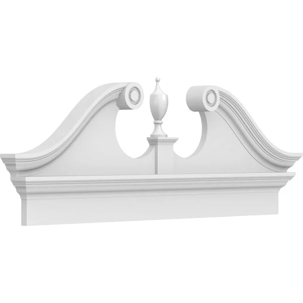 Ekena Millwork PEDPC048X190RHP00 48x22W x 18-7/8x22H x 2-3/4x22P Rams Head Architectural Grade PVC Combination Pediment (Urn Shi