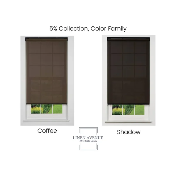 Linen Avenue Cordless 5% Solar Screen Standard Roller Shade, Coffee 44 W x 66 H