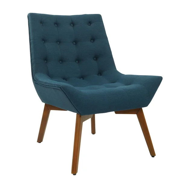 Shelly Tufted Chair with Coffee Legs - Azure