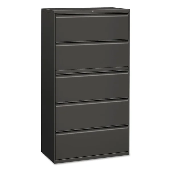 Alera Five-Drawer Lateral File Cabinet, 36W x 19.25d x 67h, Charcoal