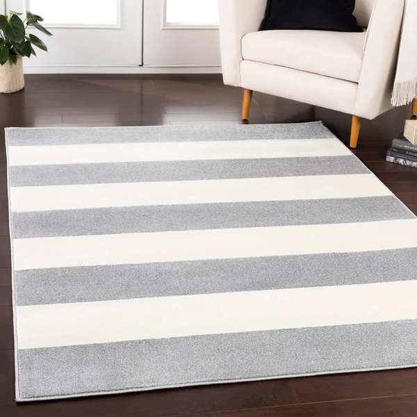 Havenside Home Goodland Woven Casual Striped Area Rug - 6&7 x 9&6 Black White