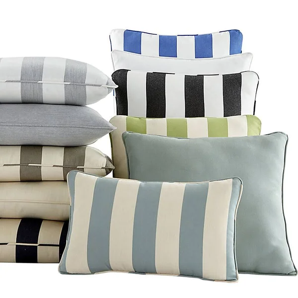 Outdoor Throw Pillow Canopy Stripe Bermuda/White 20x22 x 20x22 - Ballard Designs