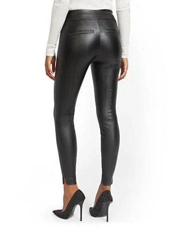NYu0026Co Women's Petite Whitney Faux-Leather High-Waisted Pull-On Slim-Leg Pants Velvet Green - Size X-Small, Nylon/Spandex/Ra