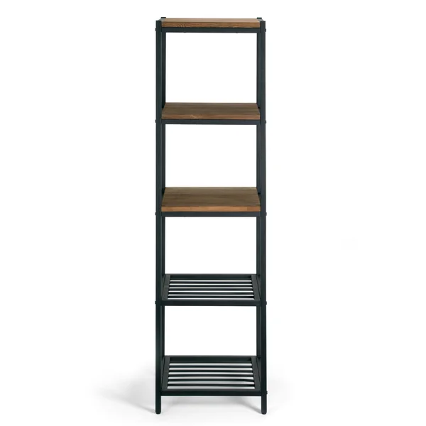Glamour Home Ailis 57x22 Pine Wood Metal Frame Etagere Bookcase Shelf Media Center - Brown