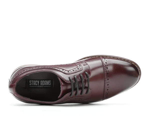 Boys& Stacy Adams Dickinson Perforated Cap Toe Oxford, Kids, Size: 11.5, Burgundy Leather