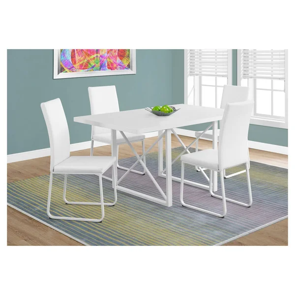 Monarch Dining Table 36 inchx 60 inch - White Glossy, White Metal