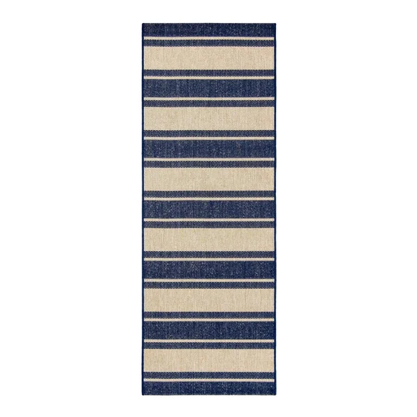 Gertmenian Paseo Castro Striped Indoor Outdoor Rug - Blue, 8x10 ft