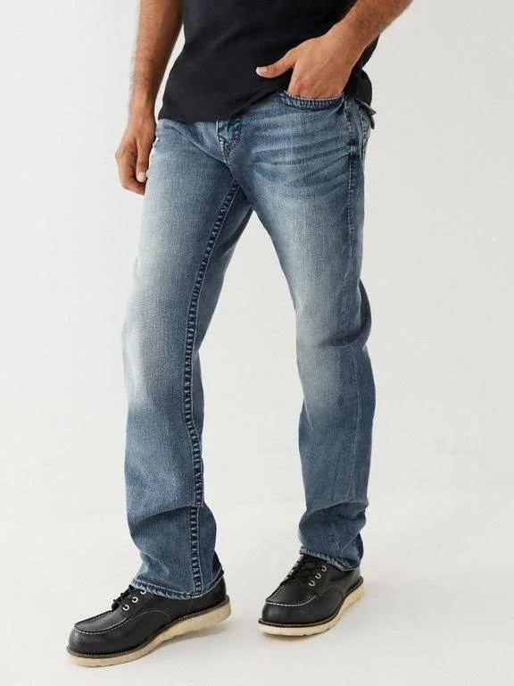True Religion Men's Ricky Flap Straight Jeans - Blue - Size 34