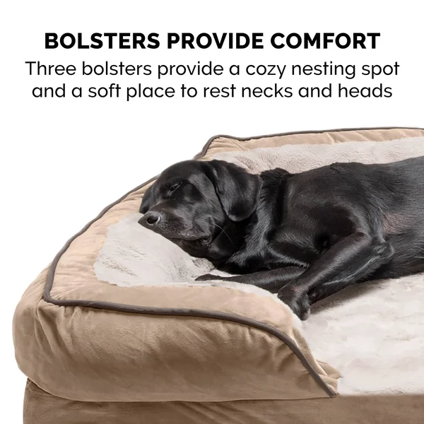 FurHaven Velvet Waves Perfect Comfort Orthopedic Sofa Dog Bed - Jumbo, Brownstone